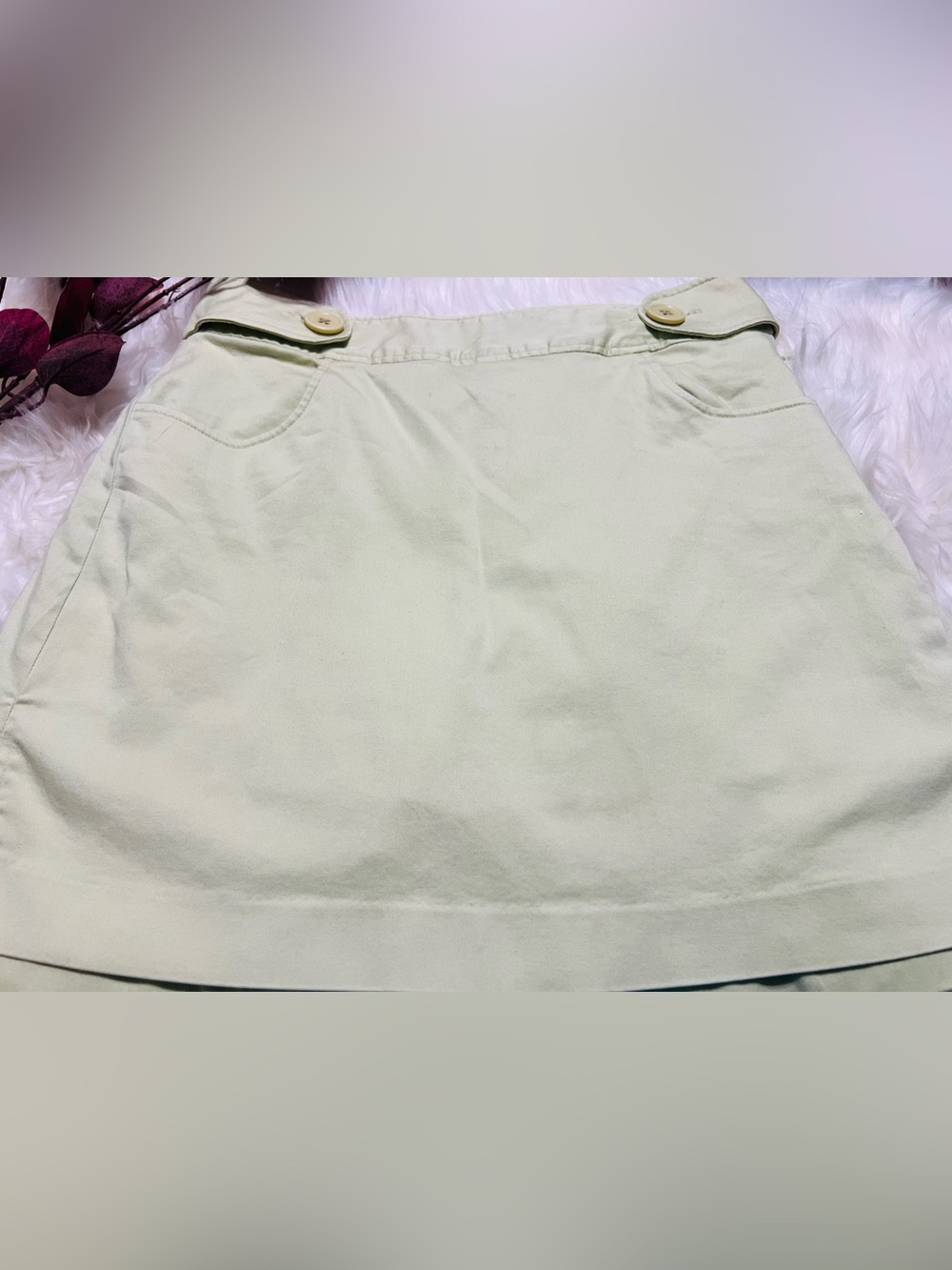 Vintage Larry Levine  Mini Skirt with Button Waist ,pistachio green.